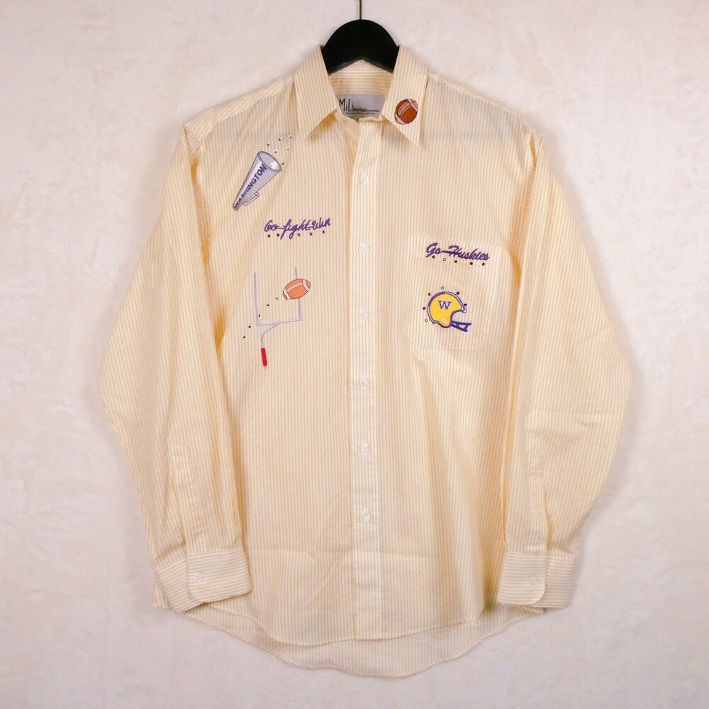 Vintage Mili Designs Washington Huskies Yellow Striped Shirt Sz S Embroidered UW